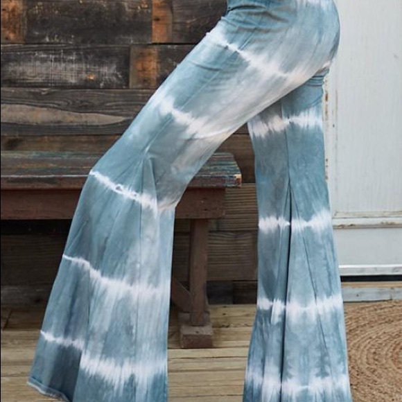 Blue Tie Dye Flare Pants - Picture 3 of 3
